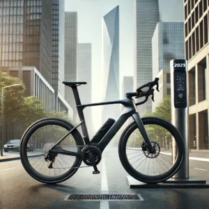 2025 Giant Defy Advanced E+ Elite 1 electric road bike in an urban setting