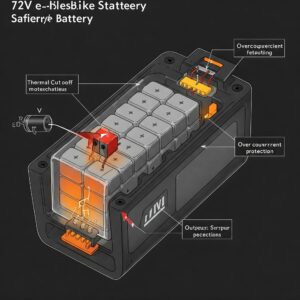 "Illustration of a rider enjoying a long-distance ride on an electric bike equipped with a 72V battery, highlighting its extended range capabilities." 72v battery for ebike