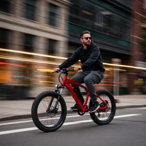 Commuting through the city on a powerful 750w electric bike.