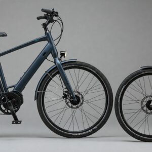 Comparison image of a belt drive e-bike versus a chain-driven e-bike, highlighting the benefits of a belt drive system. belt drive ebike