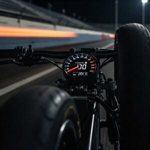 Digital speedometer showing the speed of a dragster ebike.