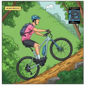 "Close-up illustration of the handlebar-mounted display and control unit for a Mid Drive Ebike Kit."