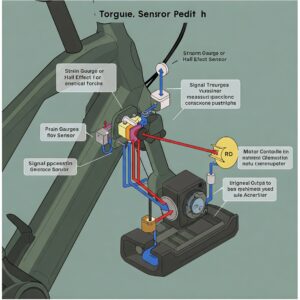 "Diagram illustrating all the components included in a standard Mid Drive Ebike Kit conversion kit."