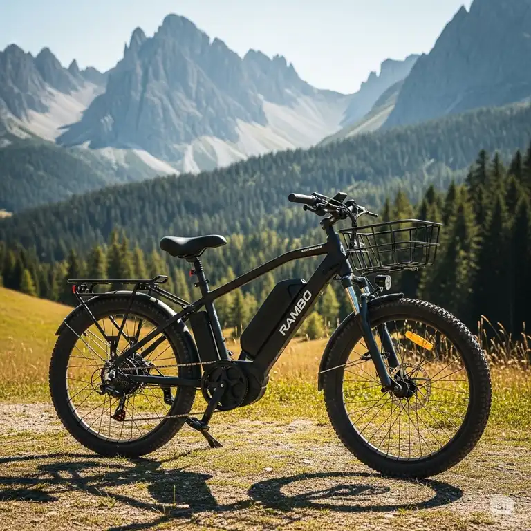 Rambo e bikes in a rugged mountain environment, ideal for hunting and off-road adventures.