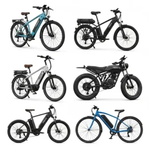 Diverse range of Freego e-bike models displayed, highlighting various designs and features available for different riding styles and preferences.
