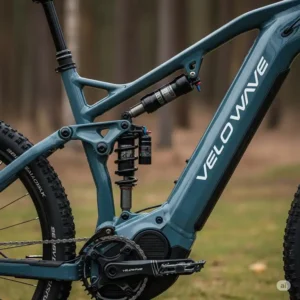 Removable battery pack of a velowave e-bike, showcasing its convenient charging and extended range.