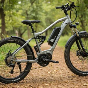 Full suspension system on a powerful 3000w ebike for a smooth ride.