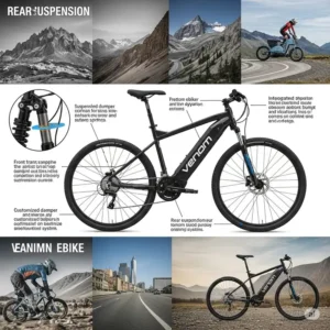 Illustration of the advanced suspension system on a venom ebike, designed for a smooth and comfortable ride on various terrains.
