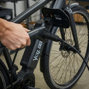Charging a 48v 30ah e-bike battery with a compatible charger.