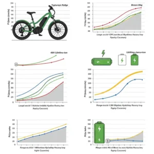 Visual comparison of the typical riding range achievable with different electric bike batteries, including forty8v lithium ion battery ebike.