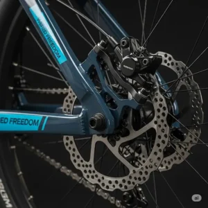 Responsive disc braking system on the Wired Freedom ebike, ensuring reliable stopping power and enhanced safety for every ride.