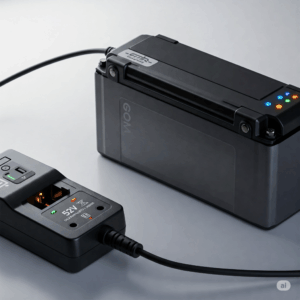 Charging a 52v ebike battery with a compatible charger.
