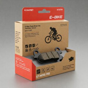 "Packaging of new e bike brake pads, showcasing the brand and model suitable for electric bicycles."