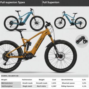 e bike suspension: Comparison of different e-bike suspension types, including hardtail and full suspension setups, and their respective advantages.