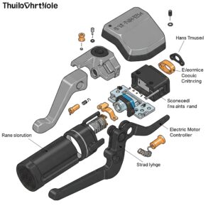 "Diagram illustrating the internal mechanism and workings of an e bike thumb throttle."