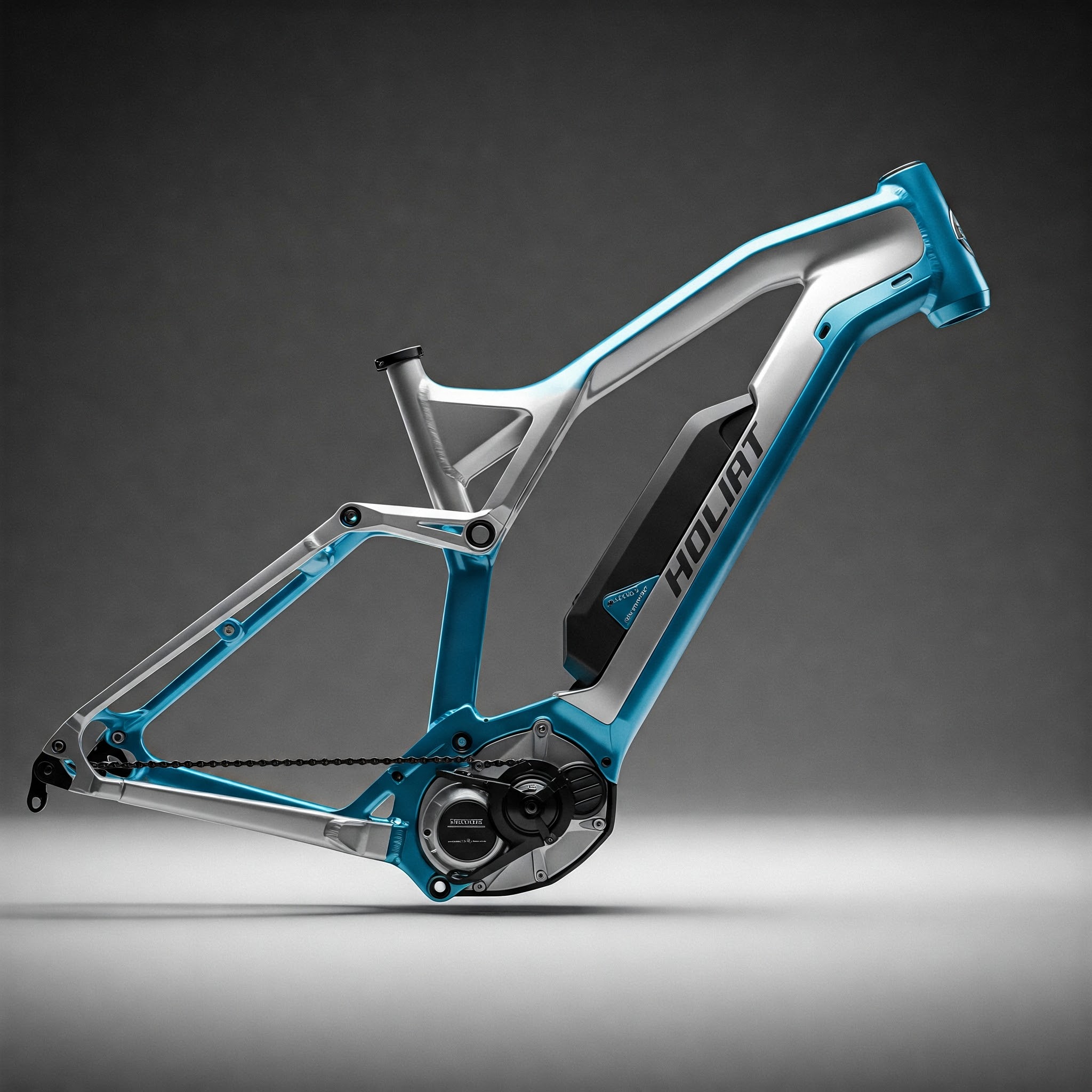 A sleek and modern electric bike frame showcasing its innovative design and lightweight construction.