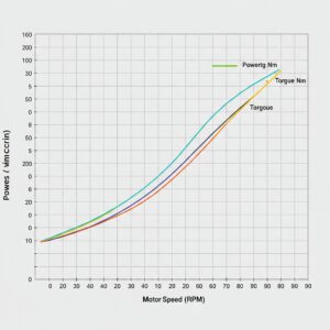 Graph showing the power and torque curve of an electric bike motor.