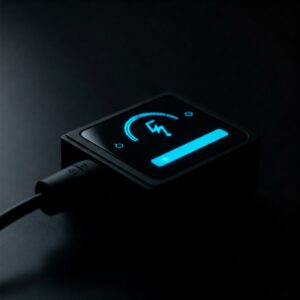 A jetson ebike charger plugged into a common household wall socket.
