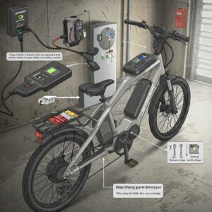 Diagram illustrating the process of charging a Jetson electric bike using its jetson ebike charger.