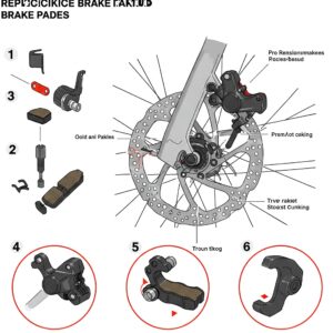"Illustration demonstrating the steps involved in how to replace e bike brake pads on a bicycle."