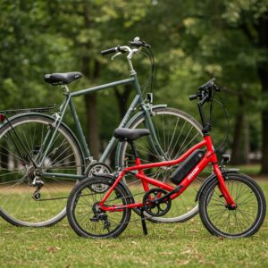 Size comparison illustrating the compact nature of a 20 inch e bike.