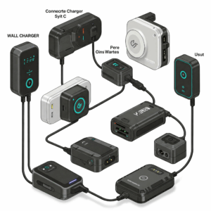 Various types of chargers for an e bike, including wall-mounted and portable options for charging e bike.