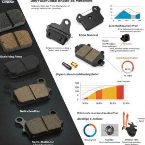 "Comparison of different types of e bike brake pads, including organic, metallic, and semi-metallic options."