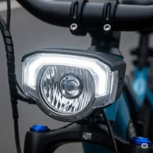 "Ebike headlight with a daytime running light feature, enhancing visibility and safety for riders in various conditions."