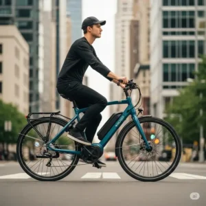 A sleek, urban ebike designed by Mike Moser ebikes on a city street, showcasing its modern design and practical features.