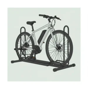 "Simple illustration of a floor parking ebike stand, providing stable support for an electric bicycle."