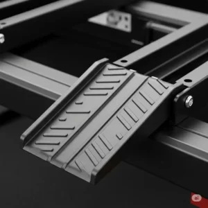 Detailed view of the textured, anti-slip surface of an ebike rack with ramp's integrated ramp, designed to provide superior grip and prevent slippage when loading or unloading electric bikes.