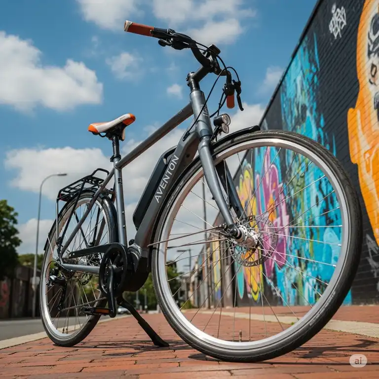 A sleek Avento ebike parked outdoors, highlighting its modern design and ready for urban adventures.