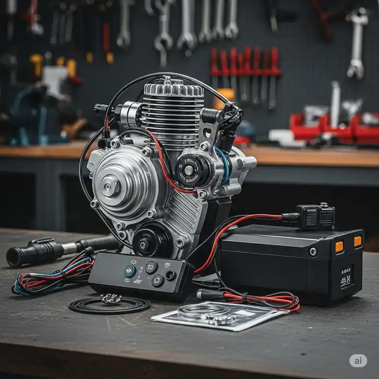 High-quality motorised bicycle kit featuring a powerful engine and all necessary components for easy conversion, perfect for enhancing your cycling experience.