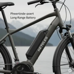 Keteles ebike with its long-range battery, emphasizing extended ride times and reliability.
