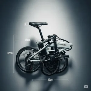 Compact Keteles ebike in its folded position, illustrating its portable and space-saving design.