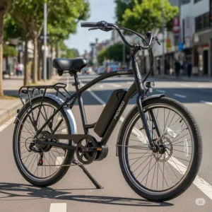A sleek Pedego electric bike parked in a city environment, perfect for daily commutes and navigating urban landscapes effortlessly.