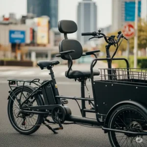 "A tandem ebike or cargo ebike with an additional passenger seat, perfect for sharing rides or carrying extra companions."