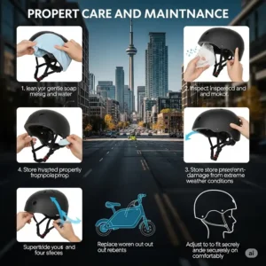 "Proper care and maintenance of an ebikes helmet toronto, essential for extending its lifespan and ensuring safety for Toronto riders."