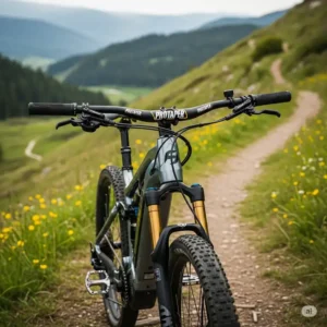An ebike equipped with Protaper ebike components parked in a scenic natural setting, ready for an adventure.