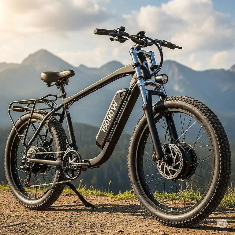A photo of an electric bikes for heavy riders, showing a sturdy frame, wide tires, and a powerful motor.