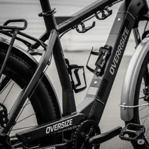 A close-up shot of a reinforced frame on an electric bikes for heavy riders.