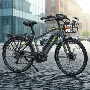 An illustration of a sleek commuter electric bike ideal for city riding and daily errands.
