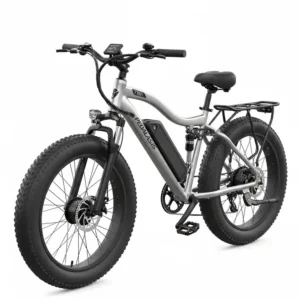 An electric bikes for heavy riders with oversized, fat tires for enhanced stability and traction.