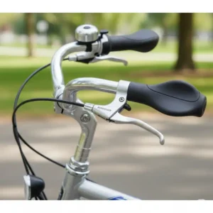 An image showing the ergonomic, swept-back handlebars on bicycles for seniors.
