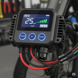 The control unit for a 48v ebike, demonstrating how the power and speed are regulated.