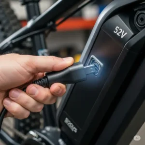 a person charging a 52 volt electric bike