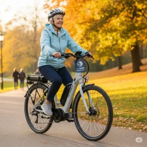 An electric bicycles for seniors with a visible battery pack.