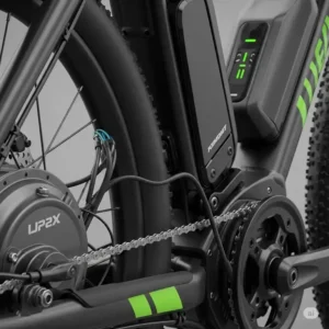 A close-up shot of an electric bike's motor and battery, highlighting the technology that makes ebike tours so accessible and enjoyable for all fitness levels.