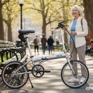 A compact, foldable bicycles for seniors for easy storage and travel.