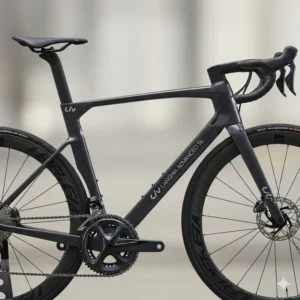 A detailed side-view shot of the new Liv Langma Advanced SL, highlighting its lightweight carbon frame and aerodynamic features.